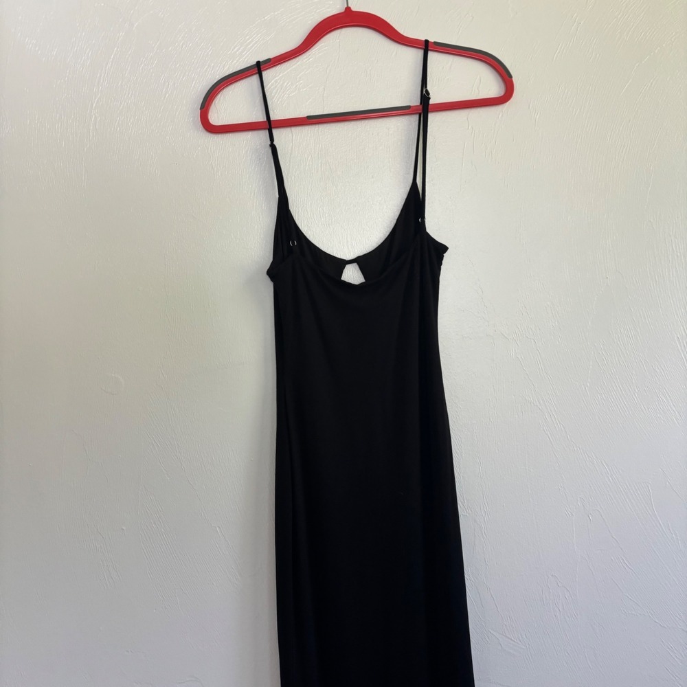 THATSSOFETCH Black Bodycon Maxi Dress US 4 AUS 8 Keyhole Cutout Spaghetti Strap - Picture 8 of 14